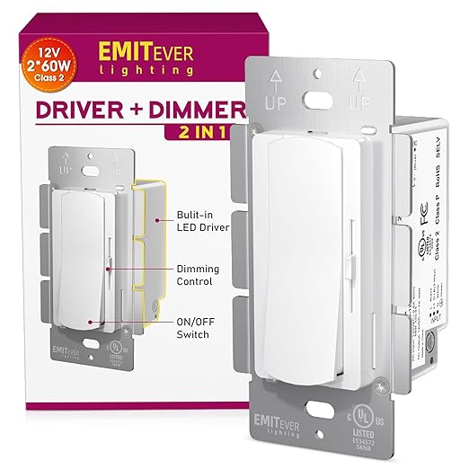 Dimmer Light Switch & 12V 120W Dimmable LED Driver 2 in 1, UL Listed Class 2 by EMITEVER