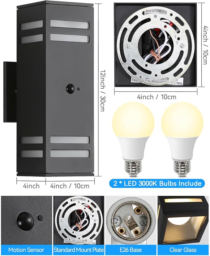 Zinola Motion Sensor Outdoor Lights, Modern Outdoor Wall Lights - Image 4