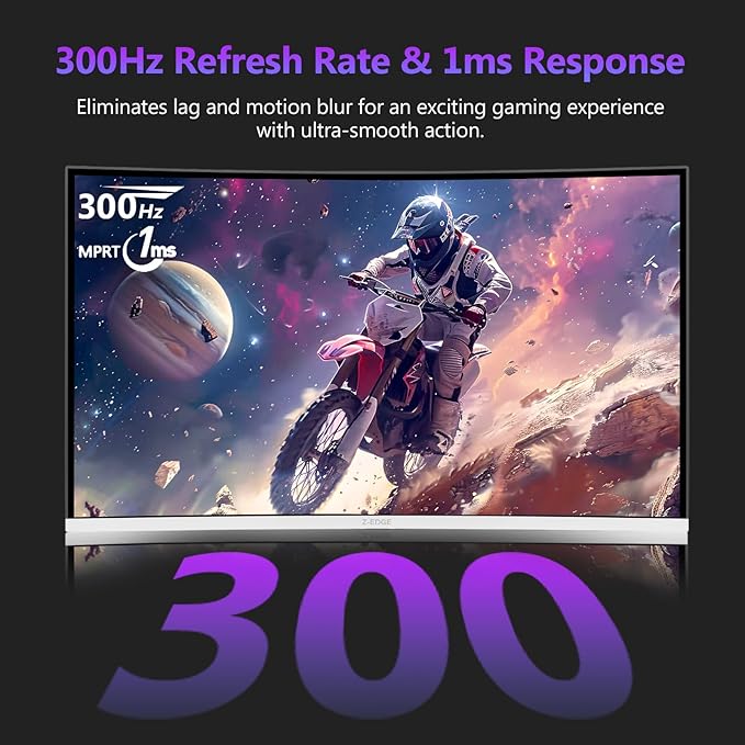 Z Z-EDGE 27 inch Curved Gaming Monitor, FHD 1080P 300Hz 240Hz Computer Monitor - Image 2