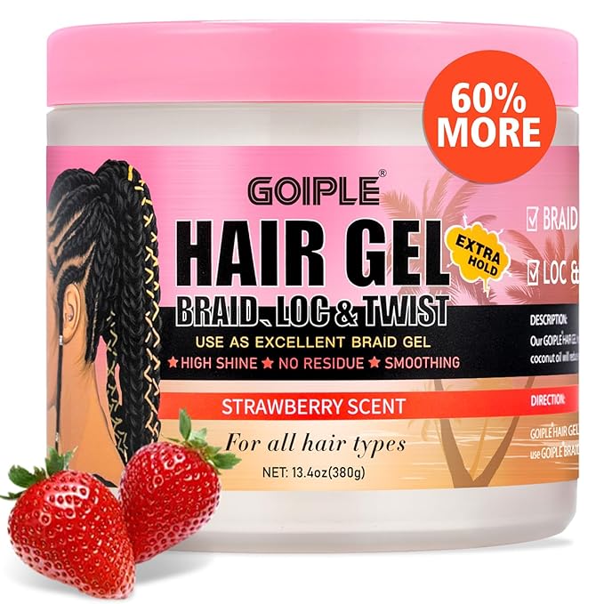 13.4oz Braiding for Twist, No Flake Extra Hold High Shine Braid Gel & Edge by Goiple