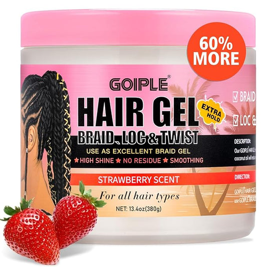 13.4oz Braiding for Twist, No Flake Extra Hold High Shine Braid Gel & Edge by Goiple