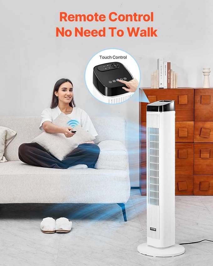 VEVOR Tower Fan, 22 ft/s Velocity Quiet Floor Fan, 70° Oscillating Fans - Image 4