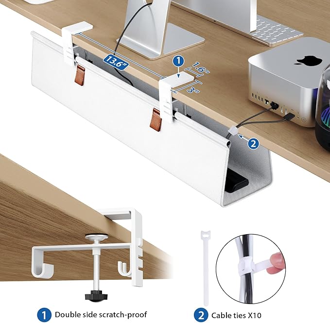 Zilink Under Desk Cable Management 30" No Drill Desk Cable Management Tray - Image 4