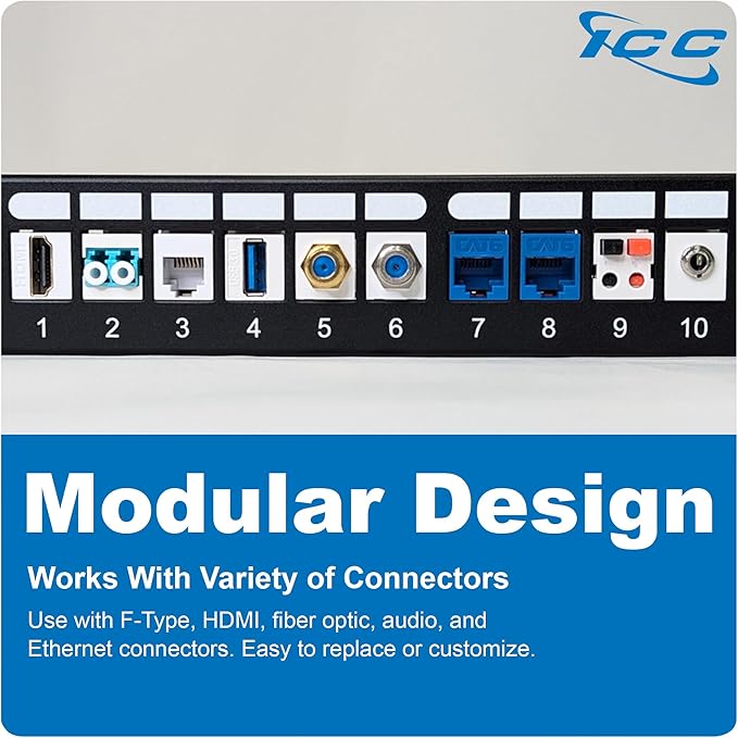 ICC 24 Port Blank Keystone 1U Patch Panel - Image 8