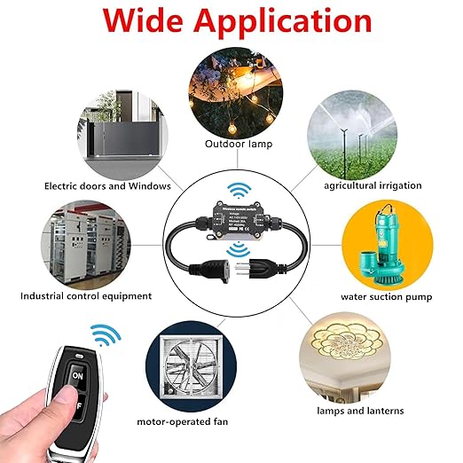 AC110V Remote Control Power Switch, Waterproof Wireless Light Switch, 165 Feet - Image 9