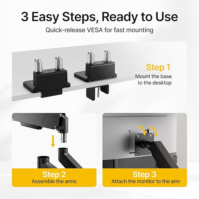 monTEK Dual Monitor Mount Monitor Arms - Image 6