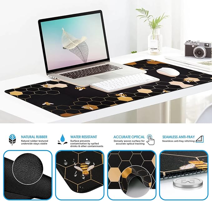 iCasso Desk Mat, Gaming Mouse Pad Wrist Support Set, 4in1 XXL Large Mousepad + - Image 6