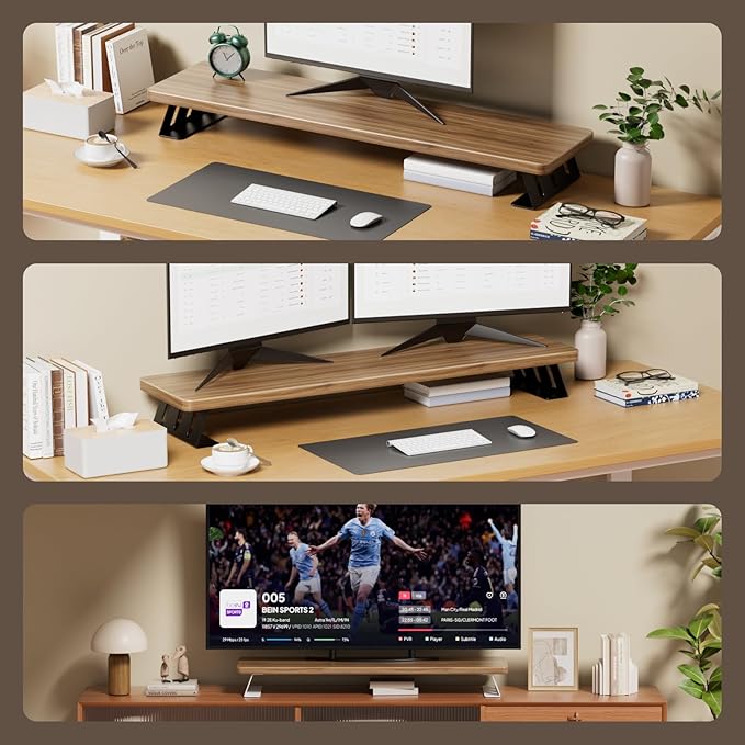 NestNeat Dual Monitor Stand Riser, 39 Inch Large Wood Monitor Stands - Image 5