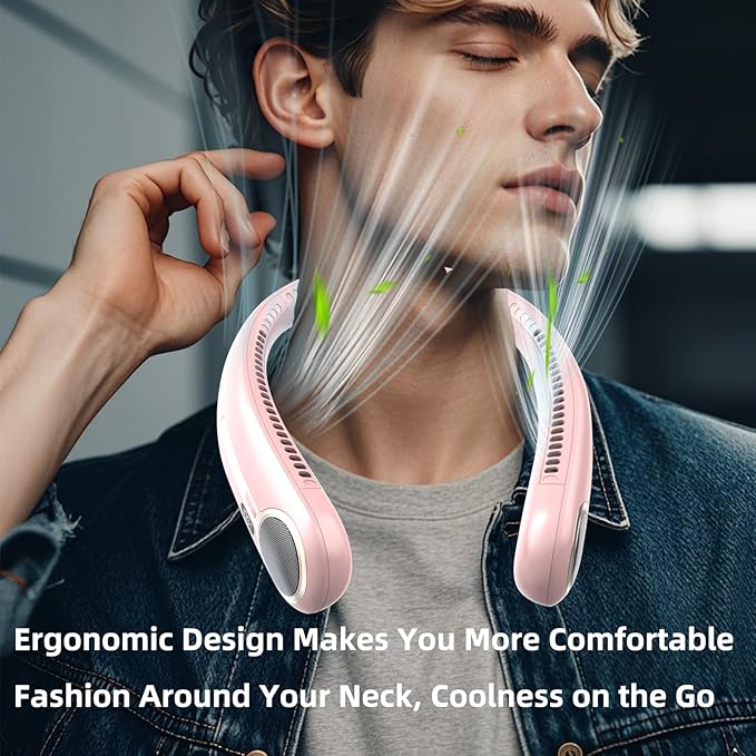Portable Neck Fan, Hands Free Personal Wearable Bladeless Fan, 6000mAh USB - Image 8