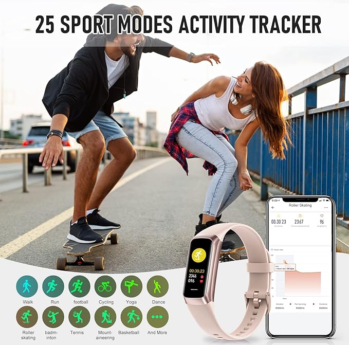 Fitness Tracker with 24/7 Heart Rate Blood Oxygen Sleep Monitor, 1.1" AMOLED - Image 5
