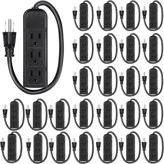 Copkim 20 Pack 3 Outlet Power Strip Extension Cord by Copkim