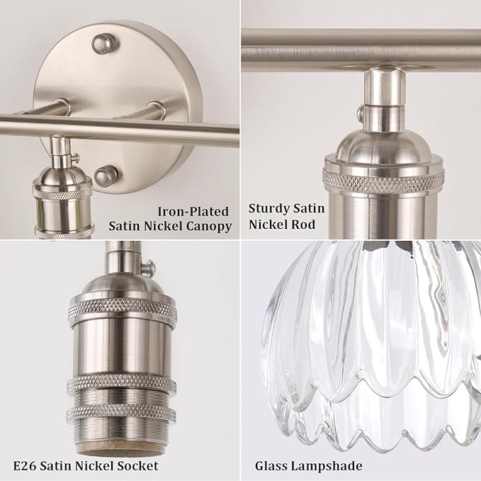 Shenmoyl Bathroom Light Fixtures, 3-Light Vanity Wall Light Over Mirror - Image 7
