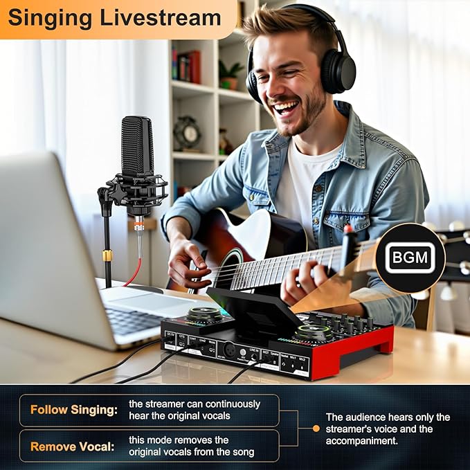 Live Sound Card Audio Mixer, Podcast Equipment Bundle - Image 6