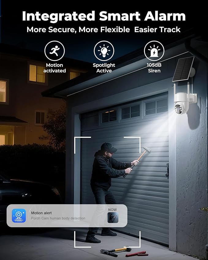 Gianteye 4MP Solar Security Cameras Wireless Outdoor, WiFi Security Camera - Image 5