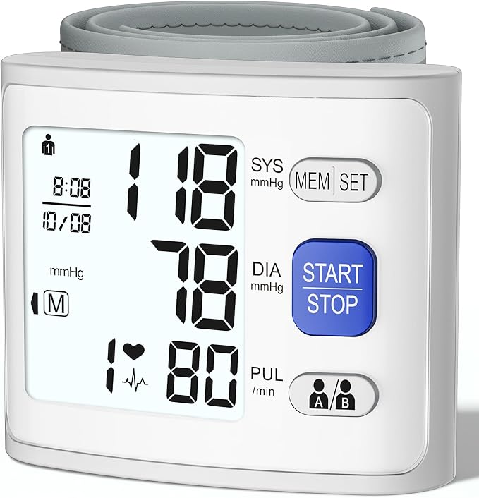Wrist Blood Pressure Monitor LCD Display, Adjustable Wrist Blood Pressure Cuff by DoubleLove