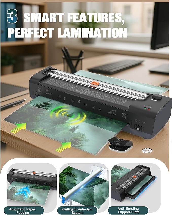 13 Inch Laminator Machine with Auto Paper Feed, Never Jam A3 Thermal & Cold - Image 2