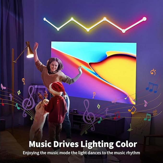 Phylosal Smart WiFi LED Wall Lights, 16M+ Color Dimmable Gaming Light Works - Image 6