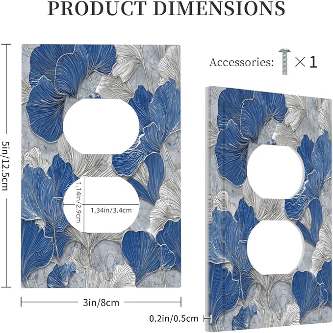Bvtewkhz Abstract Blue Marble Plant Leaves Duplex Outlet Decorative Light - Image 4