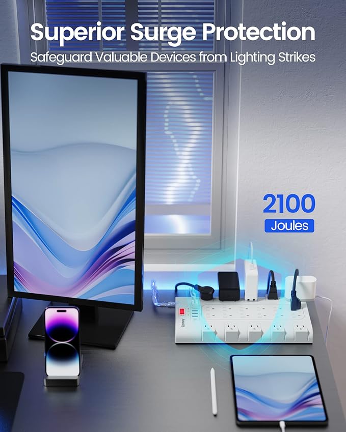 SUPERDANNY Power Strip Surge Protector - Image 4