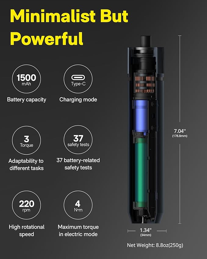 HOTO Electric Screwdriver Rechargeable, 3.6V Cordless Screwdriver Set USB-C - Image 3