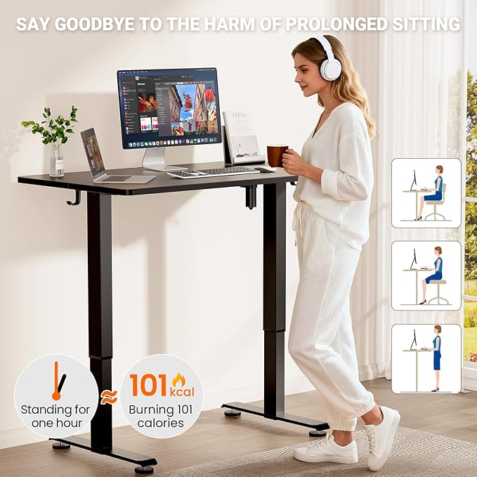 Veken 47.2" Standing Desk, Adjustable Height Office Desk - Image 7