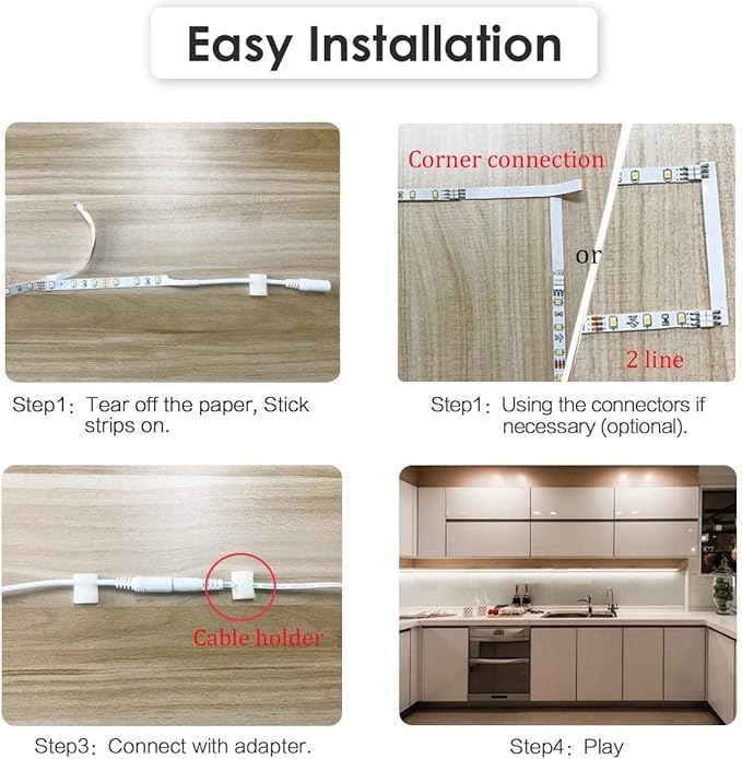 WOBANE Under Cabinet Lighting Kit, RF Remote, Hidden Super Bright Daylight - Image 7