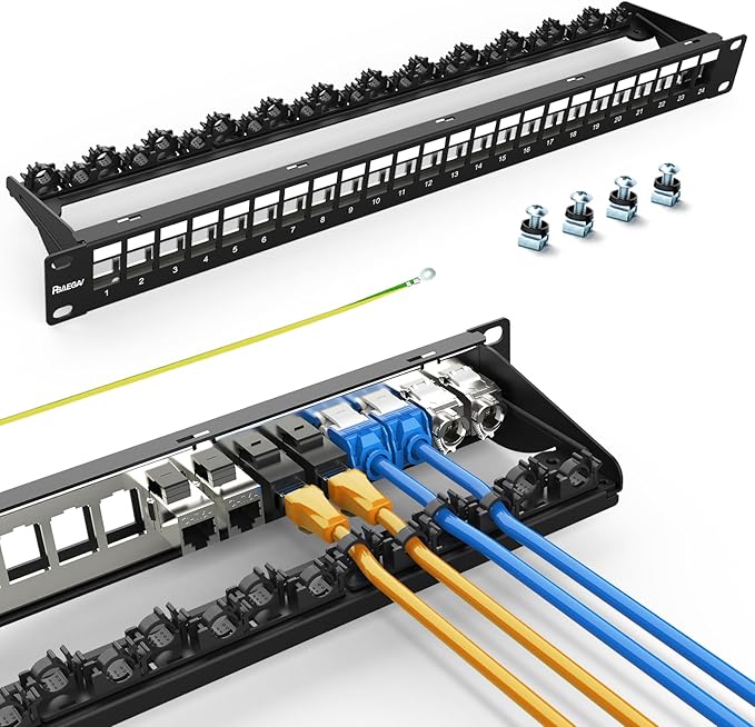 PBAEGAV 24 Port Patch Panel Blank UTP/STP 1U 19" Keystone Patch Panel by PBAEGAV