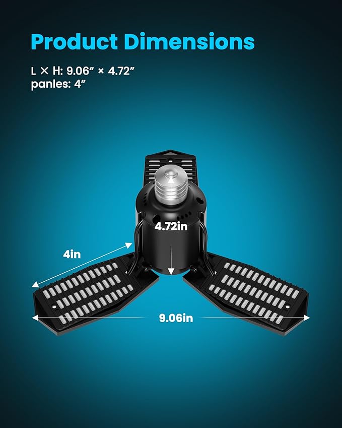 Kryoza Motion Sensor Garage Lights 8000LM, Deformable Motion Activated LED - Image 7