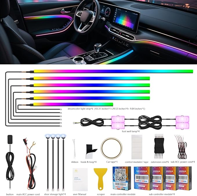 2026 Upgraded Dreamcolor Acrylic Interior Car LED Strip Light - Image 2