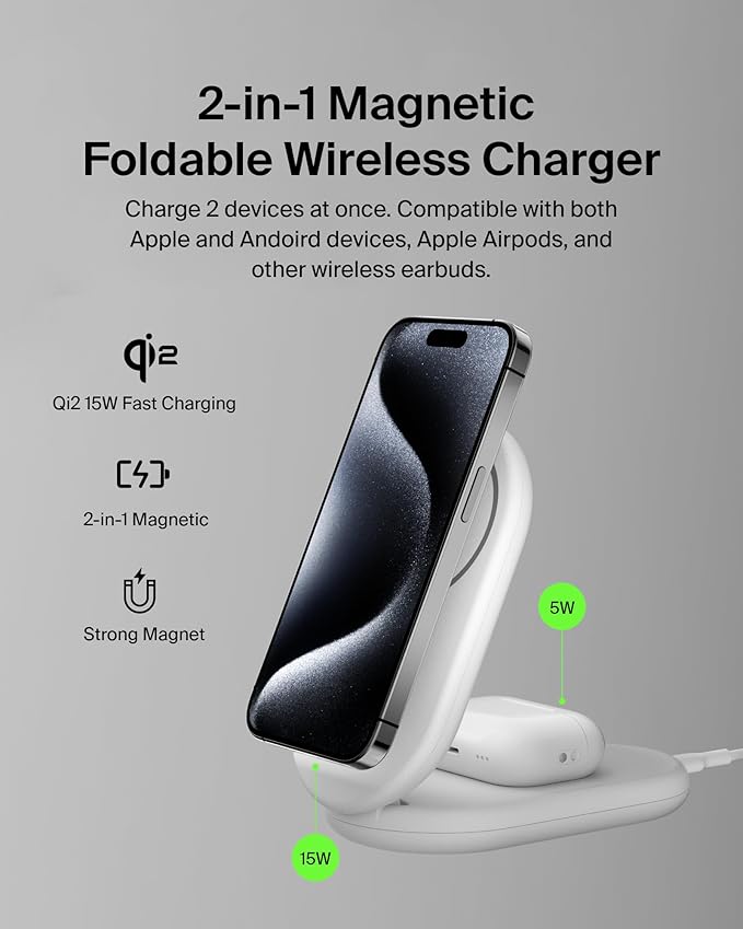 Belkin MagSafe-Compatible Charger, 2-in-1 Magnetic Foldable Charger 15W - Image 2