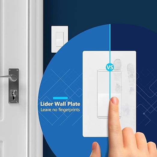 LIDER Matte White Minimalist Design Decorator Switch, Frameless Paddle Wall - Image 5