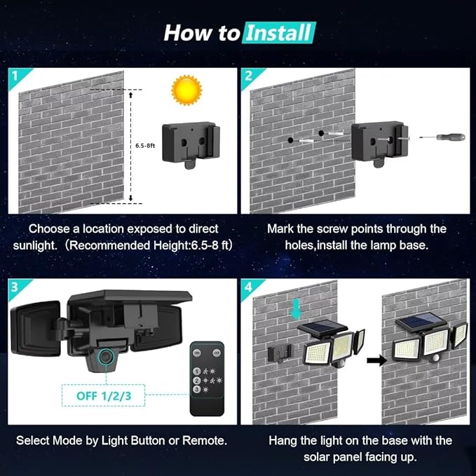 Tuffenough Solar Outdoor Lights 2500LM 210 LED Security Lights - Image 6