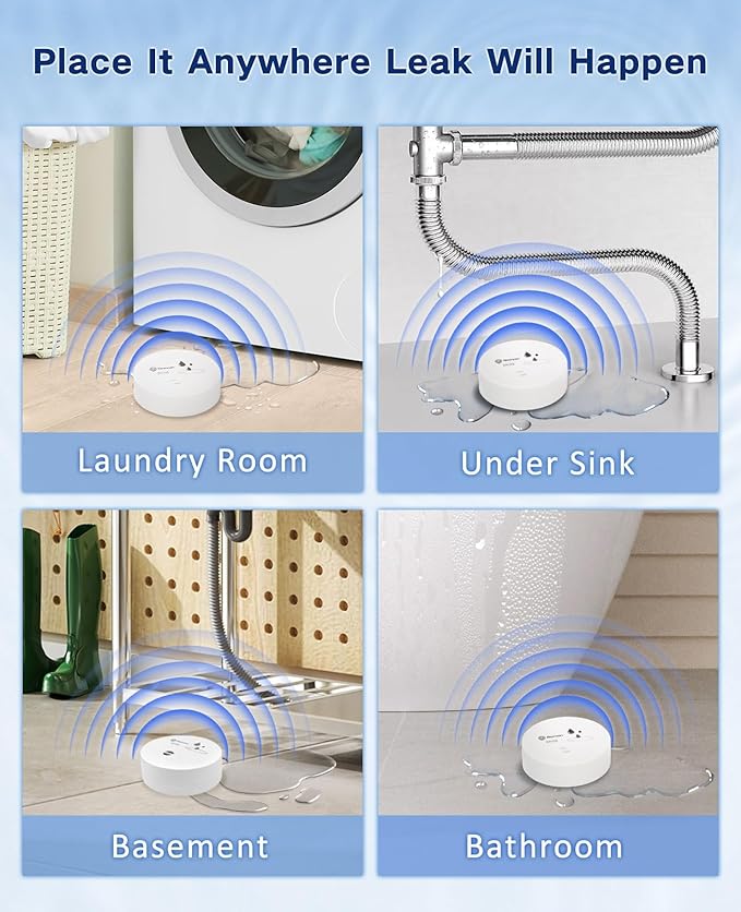Geevon 4 Pack Water Leak Detectors, 100dB Water Sensor Alarms Flood Detector - Image 3
