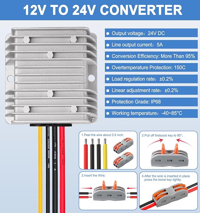 EAGWELL 12V to 24V Boost Converter 5A 120W DC 12V to 24V Step Up Converter - Image 2