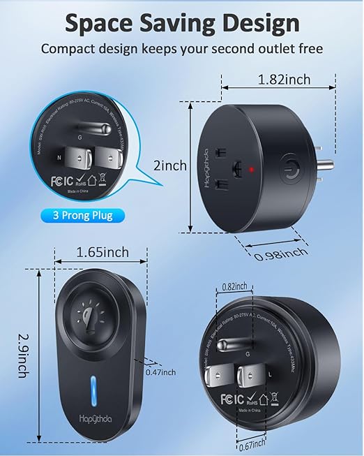 HAPYTHDA Wireless Remote Control Outlet Plug, No Wiring Needed Remote Light - Image 3