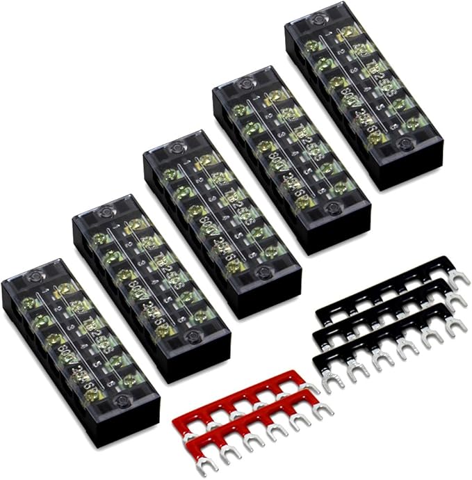 MILAPEAK 10pcs 6 Positions Dual Row 600V 25A Screw Terminal Strip Blocks by MILAPEAK