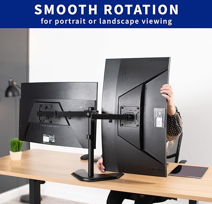 VIVO Dual LED LCD Monitor Mount, Free-Standing Desk Stand - Image 6