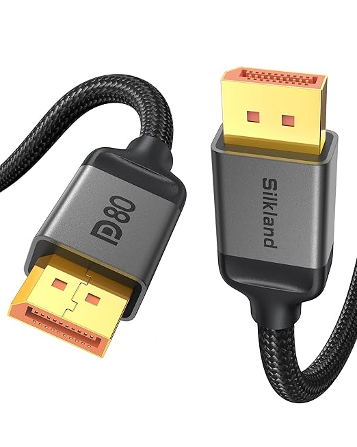 Silkland 80Gbps DisplayPort Cable 2.1 16.5FT/5M, DP 2.1 Cable 16K, DP80 HDR DSC by Silkland