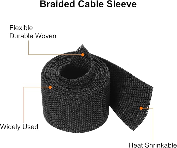 MECCANIXITY Braided Cable Sleeves Heat Shrinkable Fabric Sleeving, 7/8" 3ft - Image 4