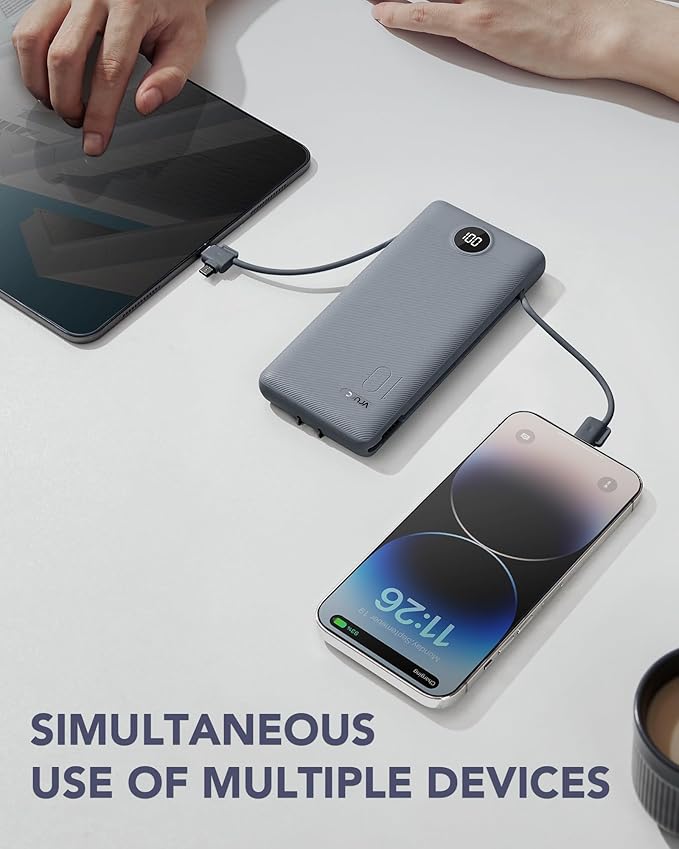 VRURC Portable Charger Built-in Cables and AC Wall Plug, USB C Power Bank - Image 9