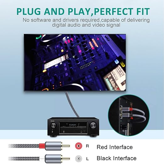 Goalfish RCA Cable, 2 Pack 2-Male to 2-Male RCA Audio Stereo Subwoofer Cable - Image 2