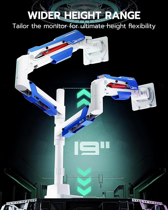 ARES WING Dual Monitor Mount, Adjustable Stacked Monitor Stand - Image 4
