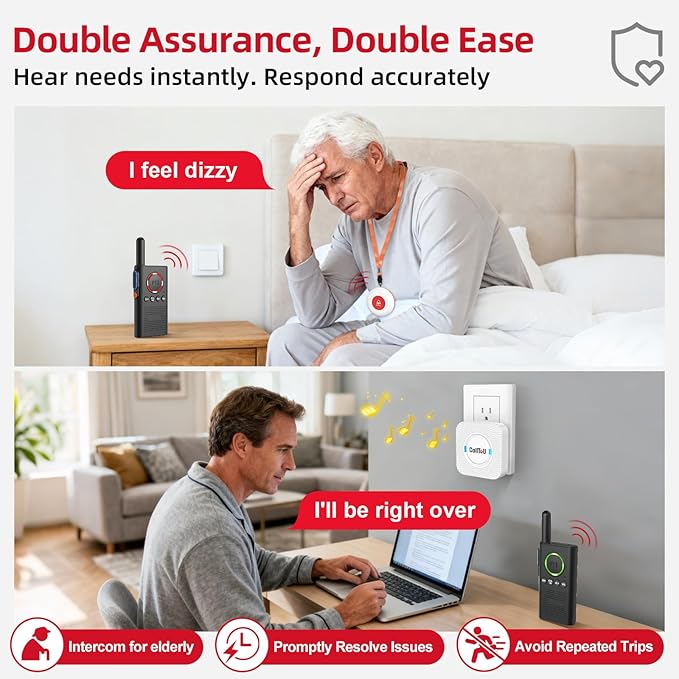 CallToU Caregiver Pager Wireless Alert Button Home Intercom System Long Range 2 - Image 3