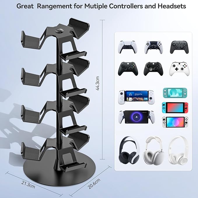 Headset Stand 4 Tiers for Desk, Rotatable Gaming Controller Stand for - Image 4