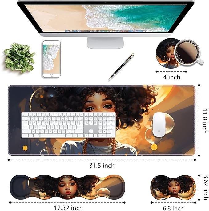 Ergonomic Keyboard Wrist Rest & Mouse Pad Wrist Rest Set, Large XXL Gaming Desk - Image 2