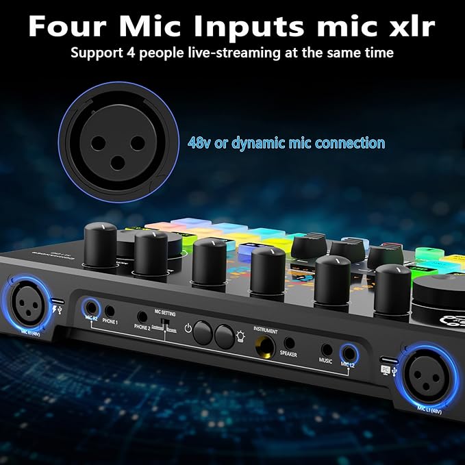 Podcast Equipment Bundle for 2, Audio Interface DJ Mixer - Image 5