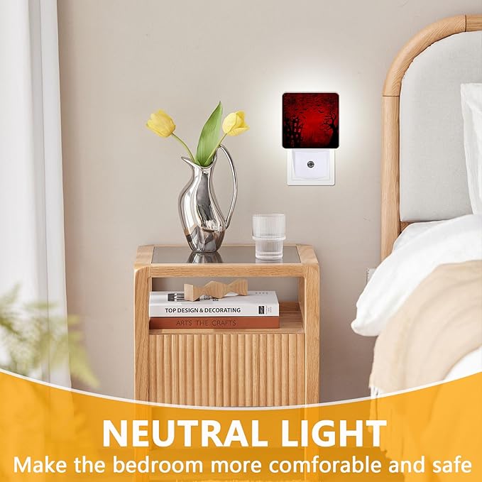 GANTINIR Halloween Night Light, Plug-into Red Black Red Black Bats Spider Ghost - Image 3