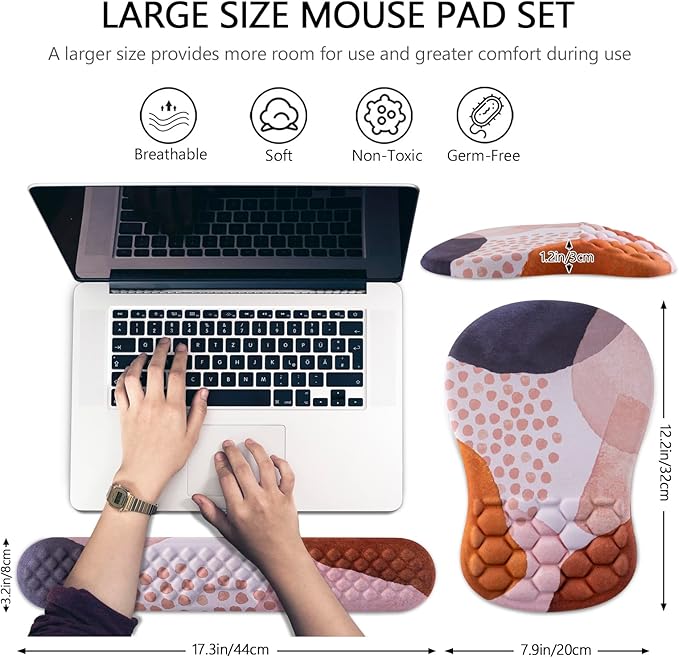 Mouse Pad Wrist Support, Laokiiy 2 in1 Keyboard Wrist Rest+ Ergonomic Mouse Pad - Image 5