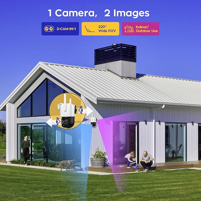 xmartO [2-in-1 CAMs 8-View WiFi 6 Mesh PTZ Security Camera System Outdoor - Image 3