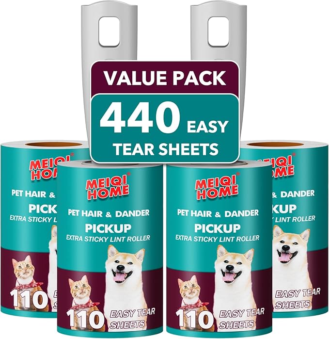 MEIQIHOME Lint Rollers for Pet Hair Extra Sticky, 440 Sheets Value Set Lint by MEIQIHOME